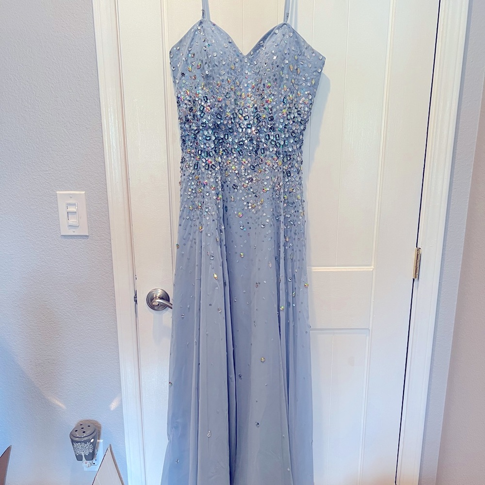 Diamond Bodice, Light Blue, Floor length Dress